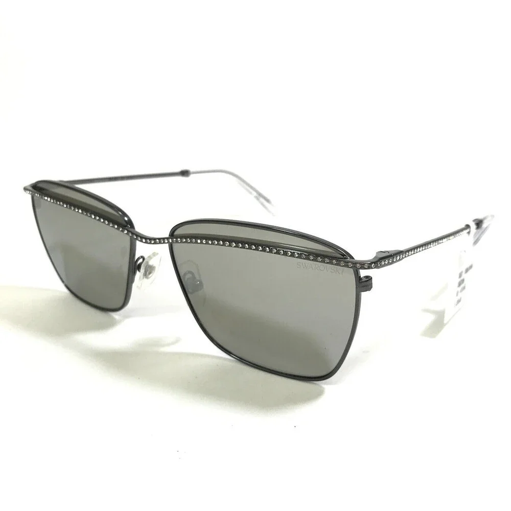 Swarovski Sunglasses SK7006 40116G Gunmetal Gray Clear Sparkly Crystals Mirrored